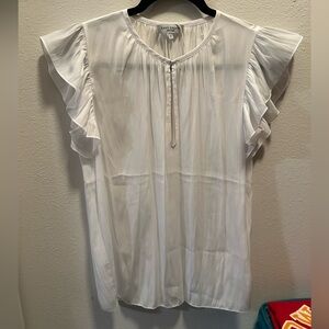 Ramy Brook White Ruffle Sleeve Blouse